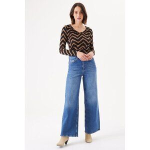 NWT GARCIA Golden Brown & Black Chevron Top